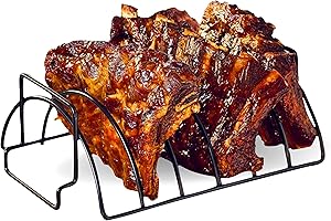 Kyto Sparerib Support pour côtes, gril, steaks, viande, légumes, acier noir