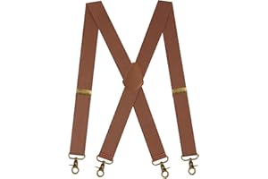 Kaket Men Braces with 4 Hook-Clips, Vintage Braces for Men Heavy Duty, X Shape Braces for Trousers Adjustable Elastic