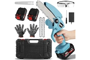 DERUAKU Chainsaw, 6 Inch Mini Chainsaw Cordless, Portable Electric Chainsaw,Small Handheld Chain Saw Tree Branche for Garden Courtyard Tree Branch Wood Cutting