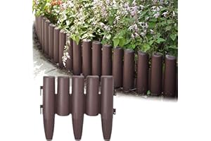 Aufun Bordura per prato in plastica 11,2m, da giardino effetto legno in polipropilene, falciante palizzata decorativa da giardino, 1 elemento LxAxP: 28x24x1 cm, Marrone