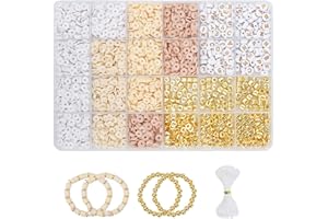 Minnhua 2175 Pezzi Perline per Braccialetti Perline Argilla 6mm Perline Piatte per Braccialetti Perline di Argilla per Bracciale Perline Heishi per Gioielli Set Braccialetti Bambina Fai Da Te