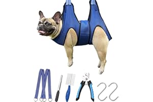 Kkiimatt Hamac de toilettage pour chien, harnais de toilettage pour animaux domestiques, hamac pour couper les ongles pour chien avec coupe-ongles/lime, sangle de toilettage pour chien avec large