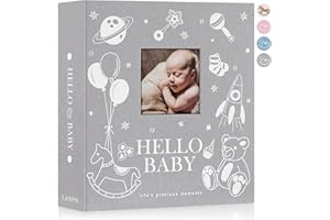 Lanpn Album Fotografico Bambino 10x15 600 Tasche, Lino Inserire gli Album Foto Nascita Bimbo Regalo, Album Portafoto Neonato, Album Battesimo Bimba Ragazza Bambino Grigio