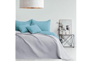 ‎AMELIAHOME RESTILO Narzuta na łóżko niebieski szary 260x280 pikowana Poliester Softa