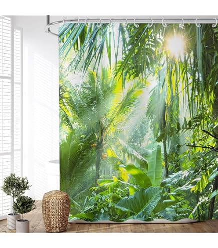 Märchenwald Duschvorhang Mit Pilzen & Bäumen, 120x180 Cm – Wasserdicht, Maschinenwaschbar, Verzauberter Look