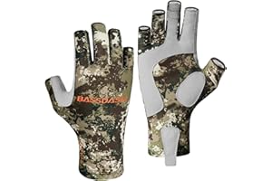 Bassdash Altime Guantes de Pesca sin Dedos con protección Solar UPF 50+ para Hombre y Mujer para Kayak Remo Senderismo Ciclismo conducción Tiro Entrenamiento