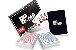 LM$ Pokerkarten Plastik Profi mit Cut Card - [2 x] hochwertige Pokerkarten 54 Blatt - wasserfeste und stabile Spielkarten im Doppelpack – Plastikkarten mit Jumbo Index (2 Eckzeichen/klassisch)…