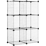 Amazon Basics - Scaffalatura in filo, Sei cubi, Nero, 77.0 x 35.6 x 113.8 cm