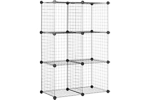 Amazon Basics cubes de rangement en fil métallique, 6 Cubes, Noir, 37 D x 77 W x 114 H cm