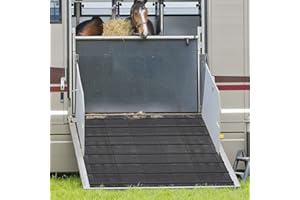 ETM Tappetino per rampa per rimorchi cavalli – Tappetino in gomma con barre e superficie a coste, antiscivolo e delicato sulle articolazioni, 155 x 175 cm