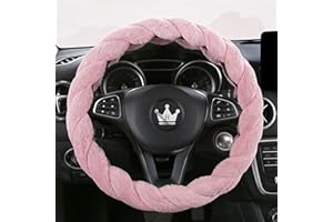 ‎HIGHNESSHWOO HighnessHwoo Luxuriöse Flauschige Winter Auto Lenkradbezüge für Damen, Weich, Warm, Plüsch, Niedlich, Auto Innenzubehör für Fahrzeug Limousine, rutschfest, Rosa, Flauschig, Standardgröße(37–38cm)