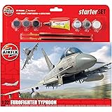 Airfix 1:72 Eurofighter Typhoon Scale Military Aircraft Category 3 Gift Set with Paint Glue and Brushes