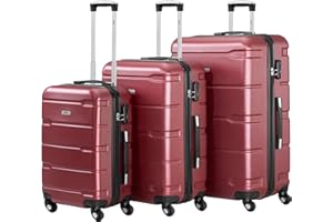 Zelsius 3 Piece Luggage Set, red | ABS Hard Shell Suitcase Set with Combination Lock, 4 Wheels and Inner partition | suitcases with Wheels Lightweight Luggage Set, Travel Luggage Set
