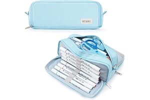 KALIDI Federmäppchen 3 Fach, Mäppchen Mädchen Teenager Schulsachen Stifte Etui Schule Damen Federtaschen Federmappe Große Kapazität Schlamppermäppchen Pencil case Stiftetasche für Kind, Blau