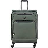 DELSEY Paris Jennifer 70 cms Medium Check-in Polyester Soft Sided 8 Wheels and Expandable Spinner Suitcase/Trolley Bag for Travel with TSA Lock- Green