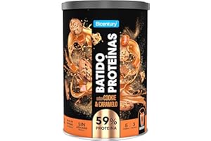 Bicentury Proteína en polvo Cookie & Caramelo, 20g de Proteína por porción, Sin Azúcares Añadidos, Bajo en Grasas, Ideal para recuperación muscular, 340 g, 10 raciones