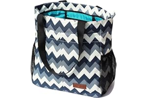 ESVAN Borsa a tracolla grande, con tasche multiple, motivo floreale, impermeabile, per palestra, escursionismo, picnic, viaggi, spiaggia e uso quotidiano