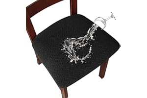 LANSHENG Coprisedie per Sedia 2/4 Pezzi Coprisedia Elasticizzato Coprisedia Senza Schienale Jacquard Coprisedia Coprisedili da Pranzo Coprisedili per sedie impermeabili (Noir, 6)