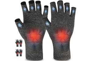 AovYoo 2 Pairs Fingerless Arthritis Compression Gloves Raynauds Gloves Rheumatoid Osteoarthritis Wrist Supports -Hand Pain Relief (M, Grey)