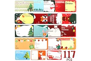 BOWASIN 117 PCS Christmas Sticky Labels,Christmas Gift Tags,Christmas Stickers Name Labels Stickers,Christmas Labels Tags,Self Adhesive Labels.