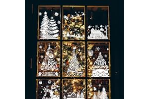 APKOL Vetrofanie Natalizie, Adesivi Natalizi per Finestre, Decorazioni Natalizie, Addobbi Natalizi, Addobbi Natalizi per la Casa, Vetrofanie Natale in PVC, Adesivi Vetro Natale Finestre