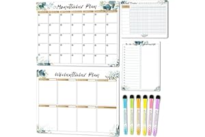 ‎KYONANO KYONANO Magnetischer Wochenplaner 4 Stk, Haushaltsplan Magnetisch inkl. Wochenplaner Monatsplaner To-do Tafel Habit Tracker, Wochenplaner Abwischbar, Planungstafeln Whiteboard Speiseplan Küche, Grün