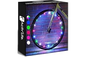 Éclairage LED pour roues de vélo Activ Life : illuminez vos aventures estivales, 100% plus lumineux – Piles incluses, lot de 2 pneus, multicolore