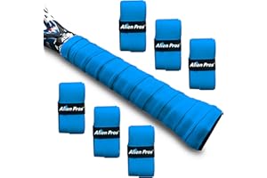 Alien Pros Ruban Grip pour Raquette de Tennis Pré-découpé et Anti-Transpirant - Recouvrez Votre Raquette pour Une Meilleure Performance (6 Grips, Bleu)