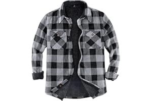 ZENTHACE Veste-chemise en flanelle à carreaux doublée en sherpa chaud pour homme - entièrement doublée en polaire sherpa