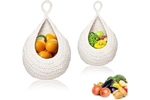 RongQiLBB Cesto di Frutta da Parete 2 Pezzi Cestino di Frutta e Verdura Intrecciato, Cestini Portaoggetti da Appendere, Cestino da Appendere per Frutta Cucina Conservare Patate, Cipolle, ecc (Bianco)