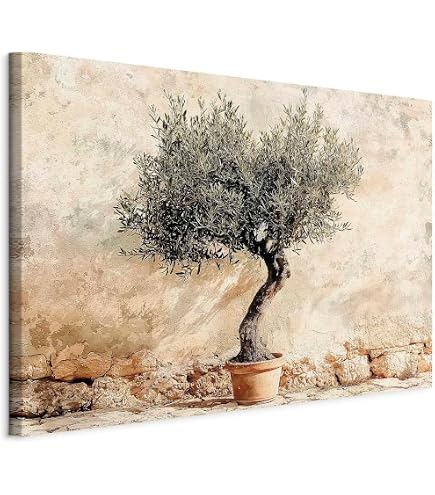 Affiche Déco Murale 50x70 Cm - Motif Citronnier Ou Olivier Dans Un Vase - Style Vintage Et Naturel - 3