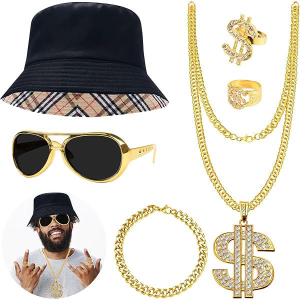 YADOCA Kit de Déguisement Hip Hop Années 80/90 Accessoires de Dégui YADOCA Kit de Déguisement Hip Hop Années 80/90 Accessoires de Dégui