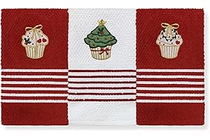 NADA HOME Set Strofinacci Natalizi Preziosa Home Canovacci in Spugna 3 Pezzi Natale 6421