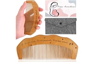 KAEMPE Peigne Accouchement Bois, Cadeau Femme Enceinte, pour Future Maman, Cadeau Grossesse/Naissance Maman, pour Kit Post Partum Maternité
