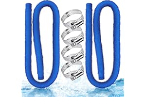 SRJEQC Lot de 2 tuyau piscine,Tuyau 32mm Bleu,Tuyau aspirateur piscine,Tuyau pompe piscine avec 4 pince fixe,149.9 * 3.2cm,Pour piscines hors sol,Nettoyage des piscines,Adapté à une variété de pompes