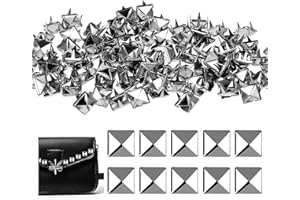 SALBSEVER 100 Stück Nieten, Quadratische Nieten Metall, Nieten für Leder, Studs Pyramide Spike Nieten, Nieten Set DIY Punk Nieten, für Taschen Lederband Mäntel Handschuhe