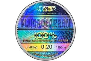 ‎LAZER LINE LAZER LINE Fluorocarbon Angelschnur 100m Dia 0,20mm Test 3,4kg - Transparent Vorfachschnur für Hecht Zander Barsch Forelle Karpfen - Fluorocarbon Vorfach - Raubfish Angeln Schnur – Flourocarbonschnur
