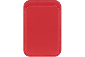 FIDWALL Magsafe Wallet Cartera para iPhone 16/15/14/13/12 MAX/Pro/Plus/Mini,con Anillos de Hierro para All Phone Case, Soporte de Tarjeta RFID con imán magsafe (Rojo)