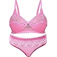 BS SALES Women's Lace Lingerie Set for Honymoon, Bridal, Push-up Bra Panty Set and Swimwear
