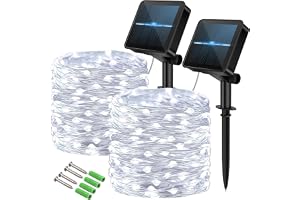 120 LED Solar Fairy Lights Outdoor, 2 Pack Total 24M/ 80Ft 240LEDS, 8 Modes with 8-Hour Timer, Outdoor Garden Lights, Waterpr
