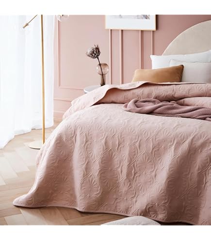 ROOM99 Noemi Elegante sprei in poederroze, 220 x 240 cm, veelzijdige