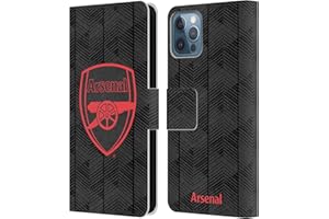 Head Case Designs Officially Licensed Arsenal FC Black Crest and Gunners Logo Leather Book Wallet Case Cover Compatible With Apple iPhone 12 / iPhone 12 Pro