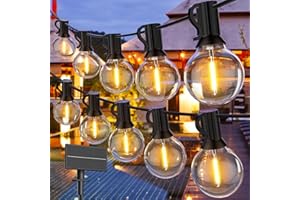 GPATIO Guirlande Solaire Exterieur 15 m, G40 Guirlandes Solaires Extérieures mit 25 + 2 LED Ampoules, Guirlande Lumineuse Exterieure pour Patio Fête Mariage