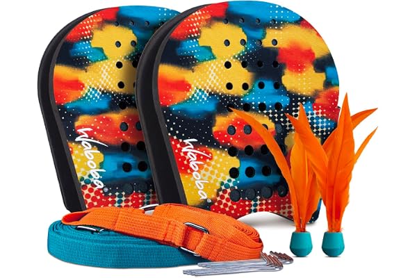Waboba Battle Bird – Rethink Your Paddle Game – Ensemble de Jardin Comprenant 2 pagaies Portables, 2 Petits Oiseaux et Un Terrain Facile à Installer avec des piquets – Dimensions 200 x 120 x 228 mm