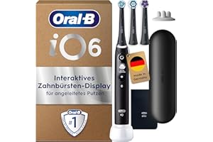 ‎ORAL-B Oral-B iO Series 6 Plus Edition Elektrische Zahnbürste/Electric Toothbrush, Inkl. 3 Aufsteckbürsten, 5 Putzmodi für Zahnpflege, Reise-Etui, Designed by Braun, Schwarz