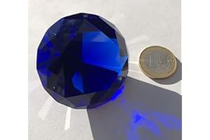 FAIRY TAIL & GLITZER FEE Szklany diament szkło kryształowe 5 cm diament brylant dezodiamant szkło (szafirowy niebieski)
