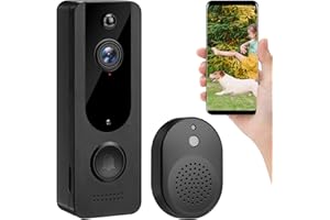 Augot HD Video Türklingel mit Kamera, Diebstahlschutz Video Türklingel Funkklingel Set Bewegungserkennung Kabellos Klingel Haustür Aussen Mit 2-Wege-Audio Nachtsicht