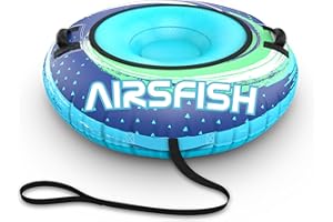 Airsfish Inflatable Snow Tube with Tow Line, Durable Cover, Wear-Resistant and Frost-Proof Material, Winter Sports Sled Tubes for Kids and Adults