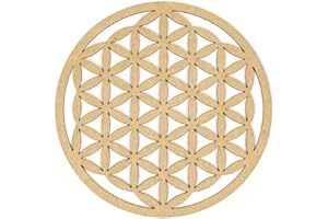 CONTRAXT Fiore della vita legno decorazione. Quadri Geometrici Sculture Mandala decorazione yoga quadro mandala legno zen art soggiorno simboli parete fiori in legno (Fiore della Vita, MDF)