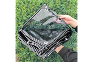 SDLLG Lona Impermeable Transparente con Ojales de PVC, el Grosor de la Lona Multiusos es de 0,4 mm, Resistente a la Intemperie, Lona Resistente, Plegable, Adaptable0.8 * 3.2m Azul Verde-Transparent